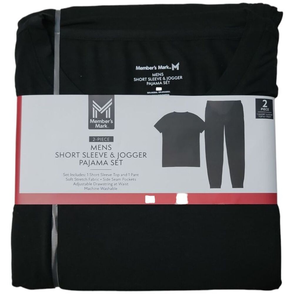 Member's Mark Men's 2-Piece Super Soft Jogger Pajama Set - Black